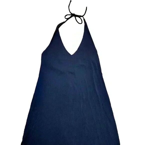 J. Crew Women's Black Poly/Spandex Halter Dress w Built in Bra - Picture 3 of 10